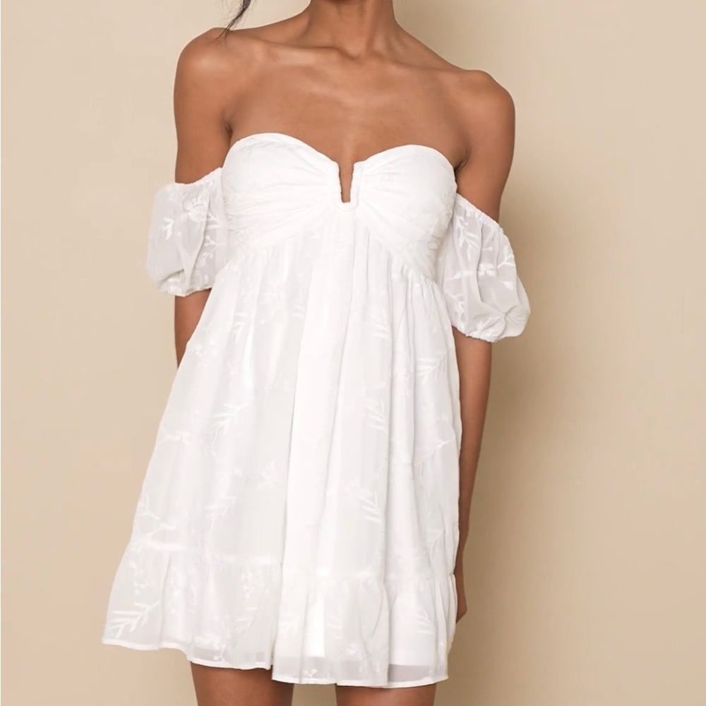 NWT Lulu’s Cutest Icon White Embroidered Mini Dress